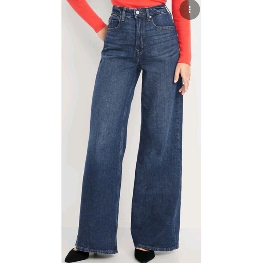 NWT Women's Old Navy Extra High Rise Super Wide Leg Jeans Size 4